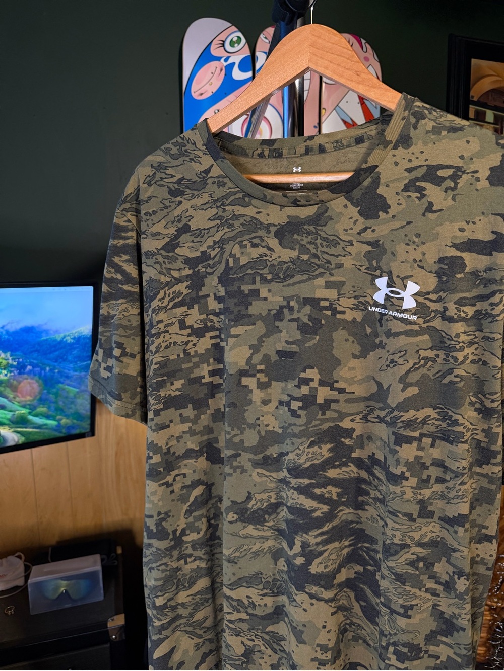 Under Armour Men's Short Sleeve Camo Tee - Olive Green/Black